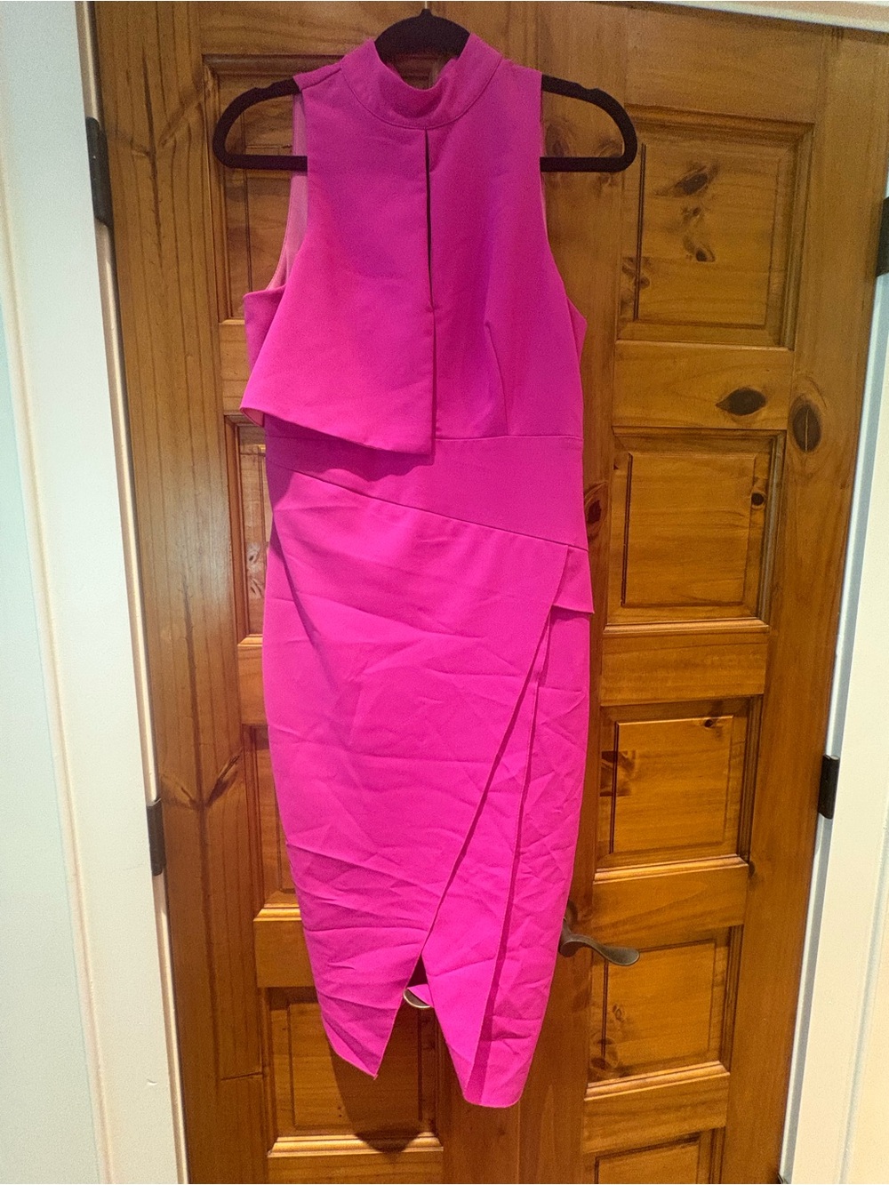 Karlie Vibrant Hot Pink Asymmetrical Sheath Dress